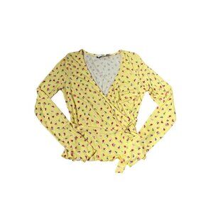 Asos Womens Floral Long Sleeve Casual Cropped Top Casual Shirt Size 0